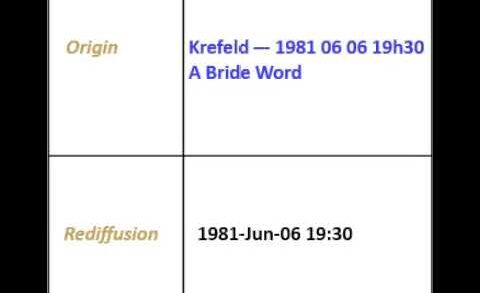 2023/05/27 1981-06-06 “A Bride Word” – Krefeld Broadcast English